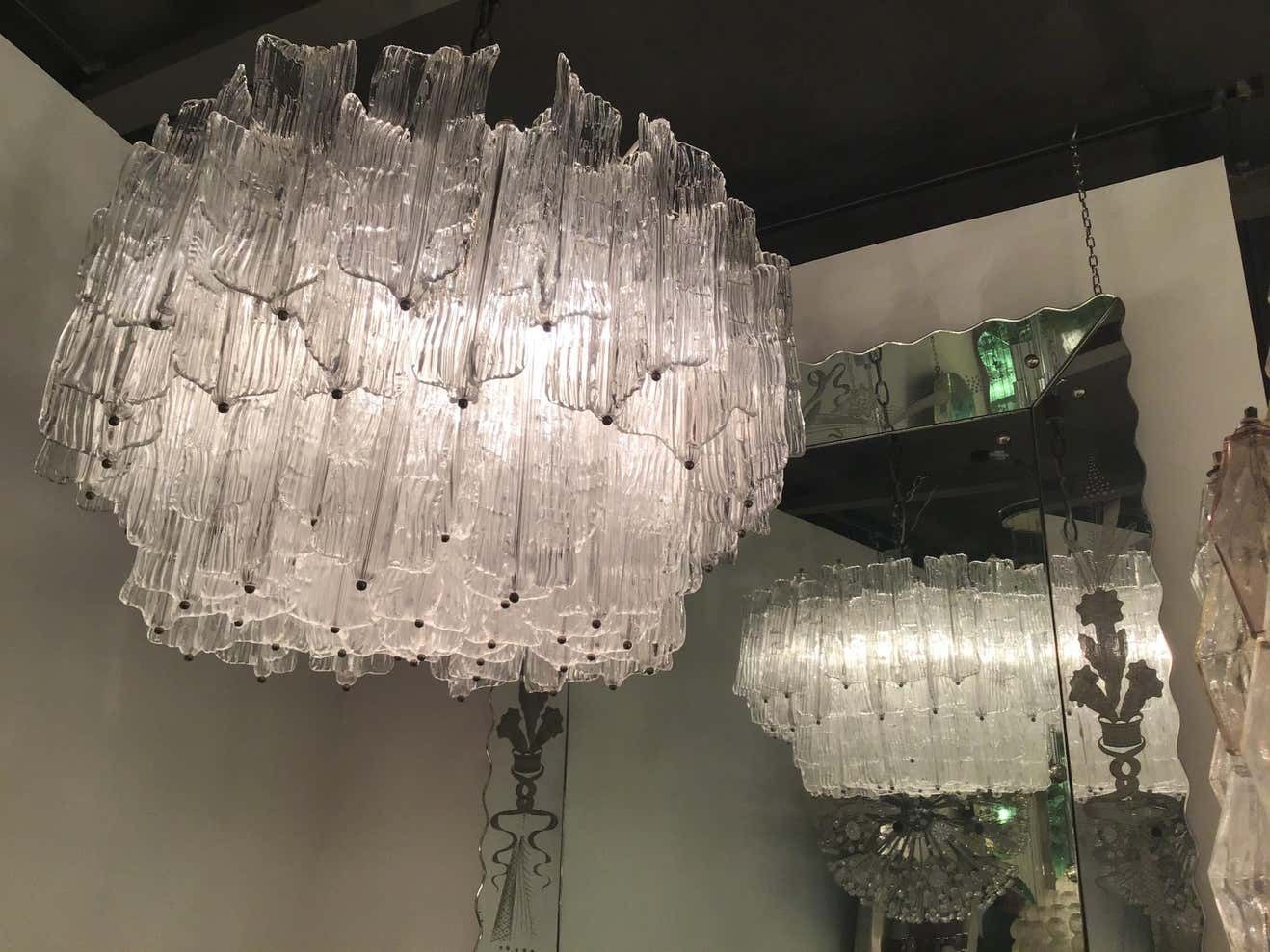 photo buy Venini Chandelier “Toni Zuccheri“ Murano Glass Metal Iron, 1950, Italy
