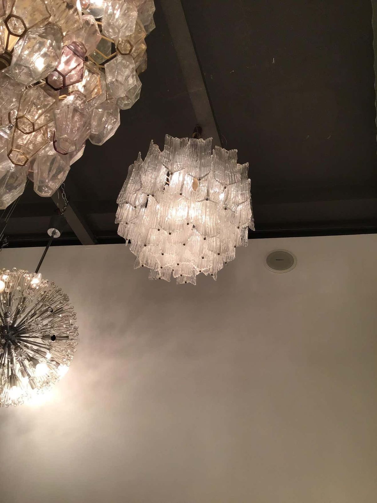 Venini Chandelier “Toni Zuccheri “Murano Glass Metal Crome Iron, 1950, Italy photo Lighting