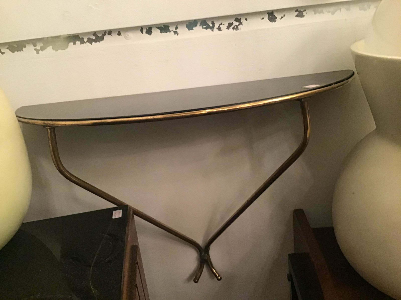Guglielmo Ulrich Couple Consolle Wall Brass Opaline Glass 1945 Italy photo furniture