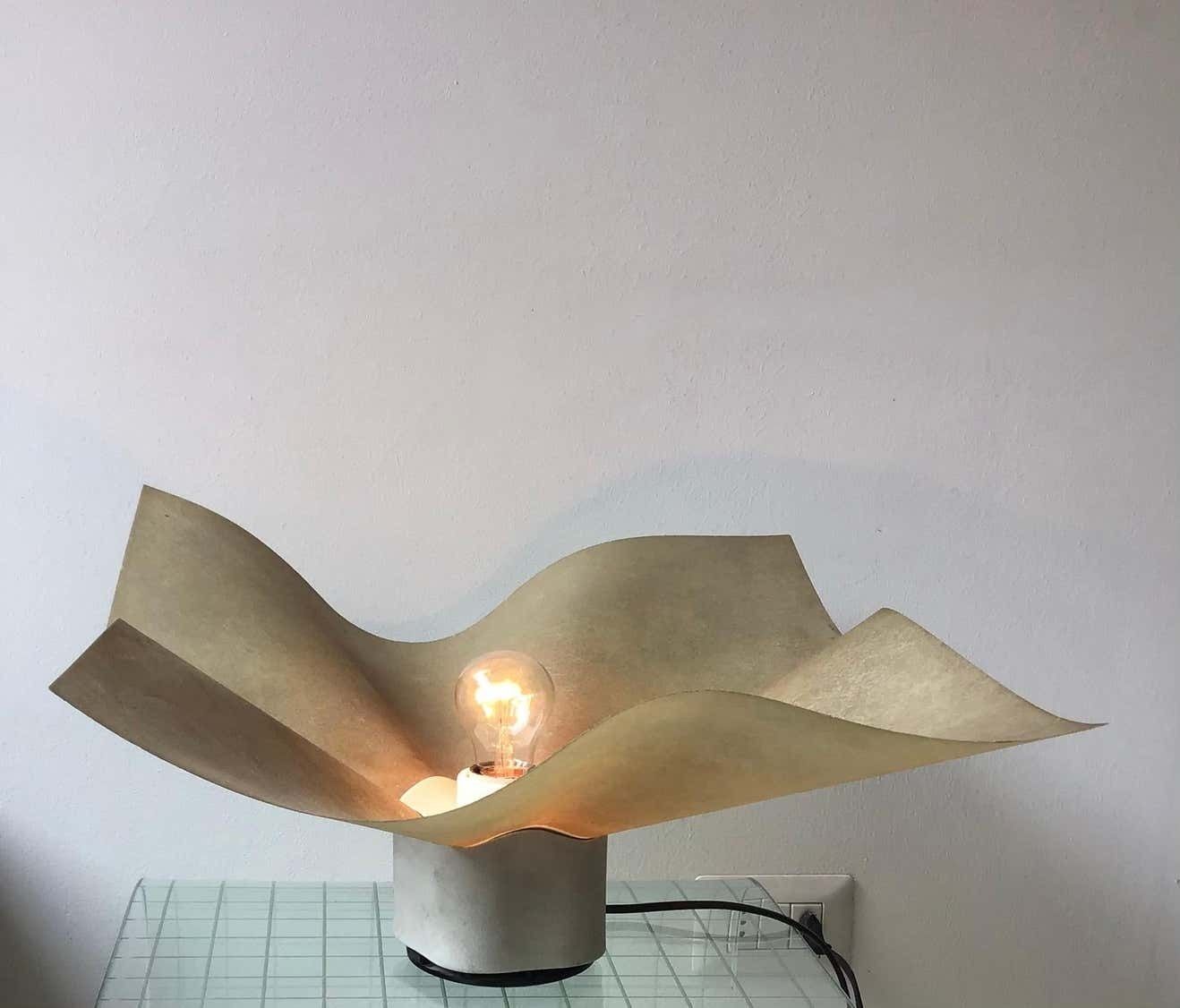 Mario Bellini Table Lamp Parchment Porcelain Metal, 1970, Italy photo Lighting