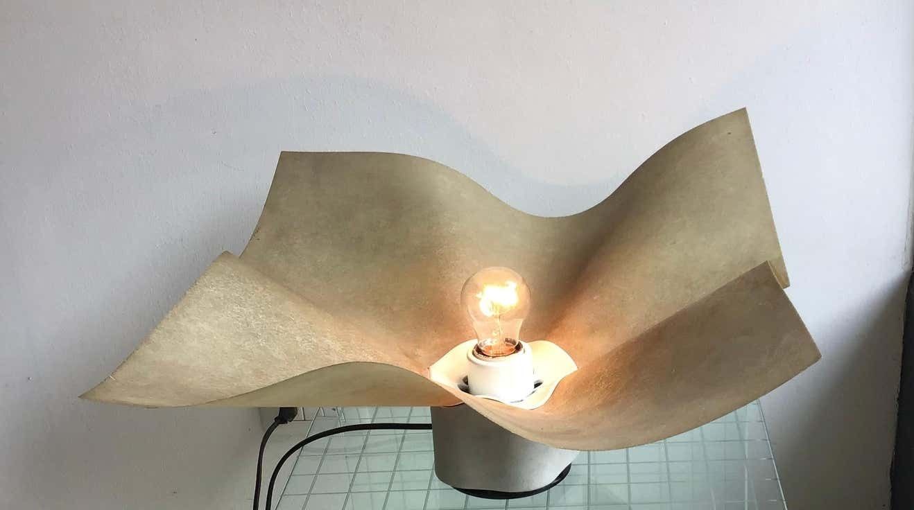 Mario Bellini Table Lamp Parchment Porcelain Metal, 1970, Italy photo 1540.0