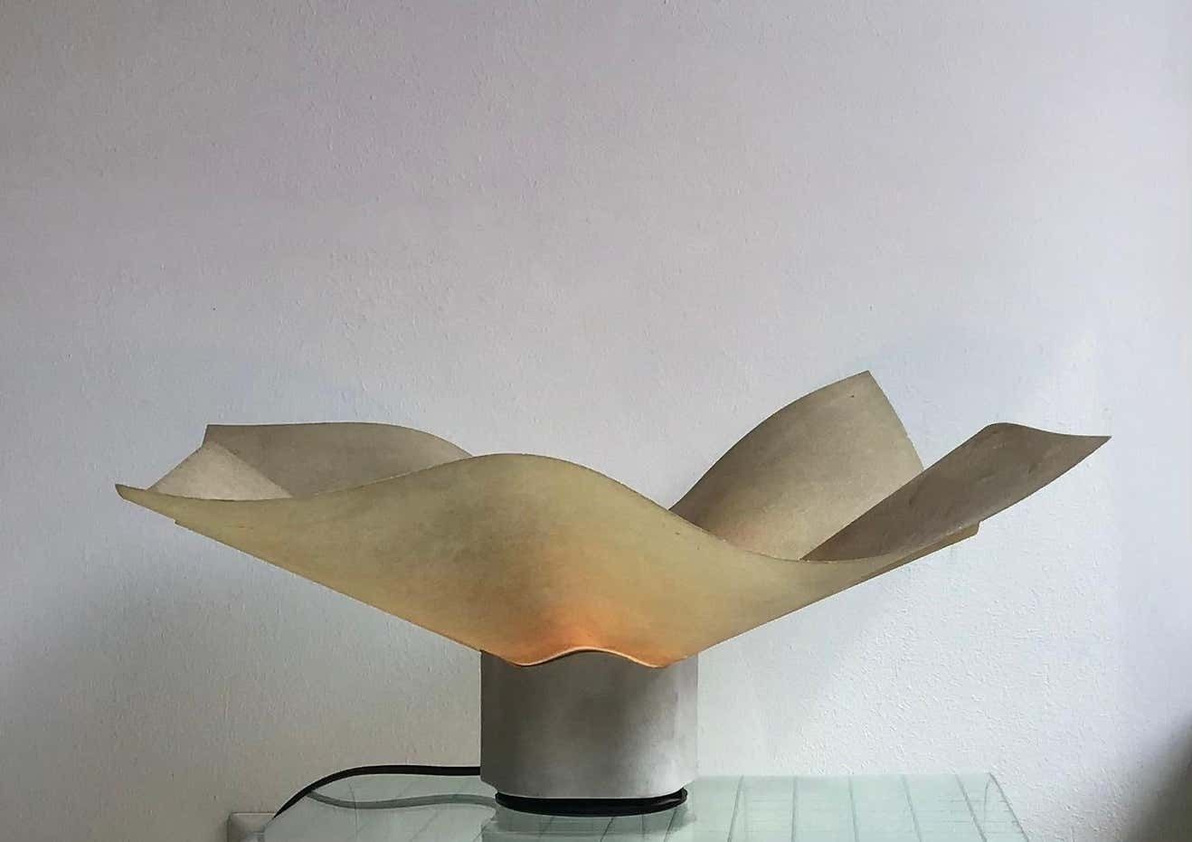Mario Bellini Table Lamp Parchment Porcelain Metal, 1970, Italy photo vinterior