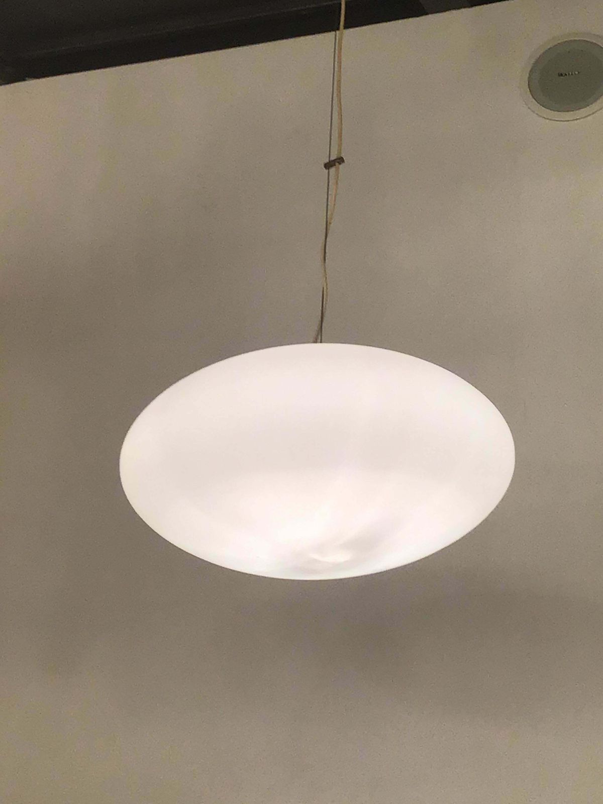 Stilnovo Chandelier Brass Opaline Glass 1950 Italy photo buy