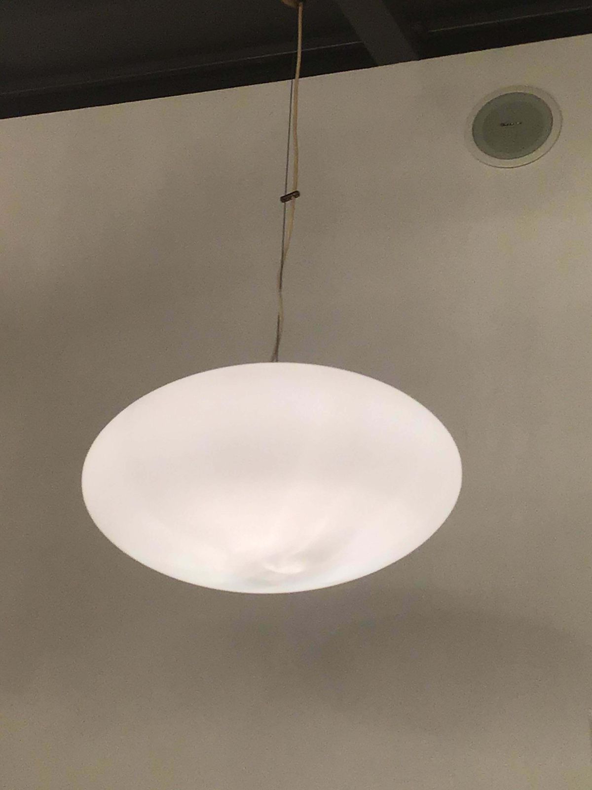 Stilnovo Chandelier Brass Opaline Glass 1950 Italy photo vintage