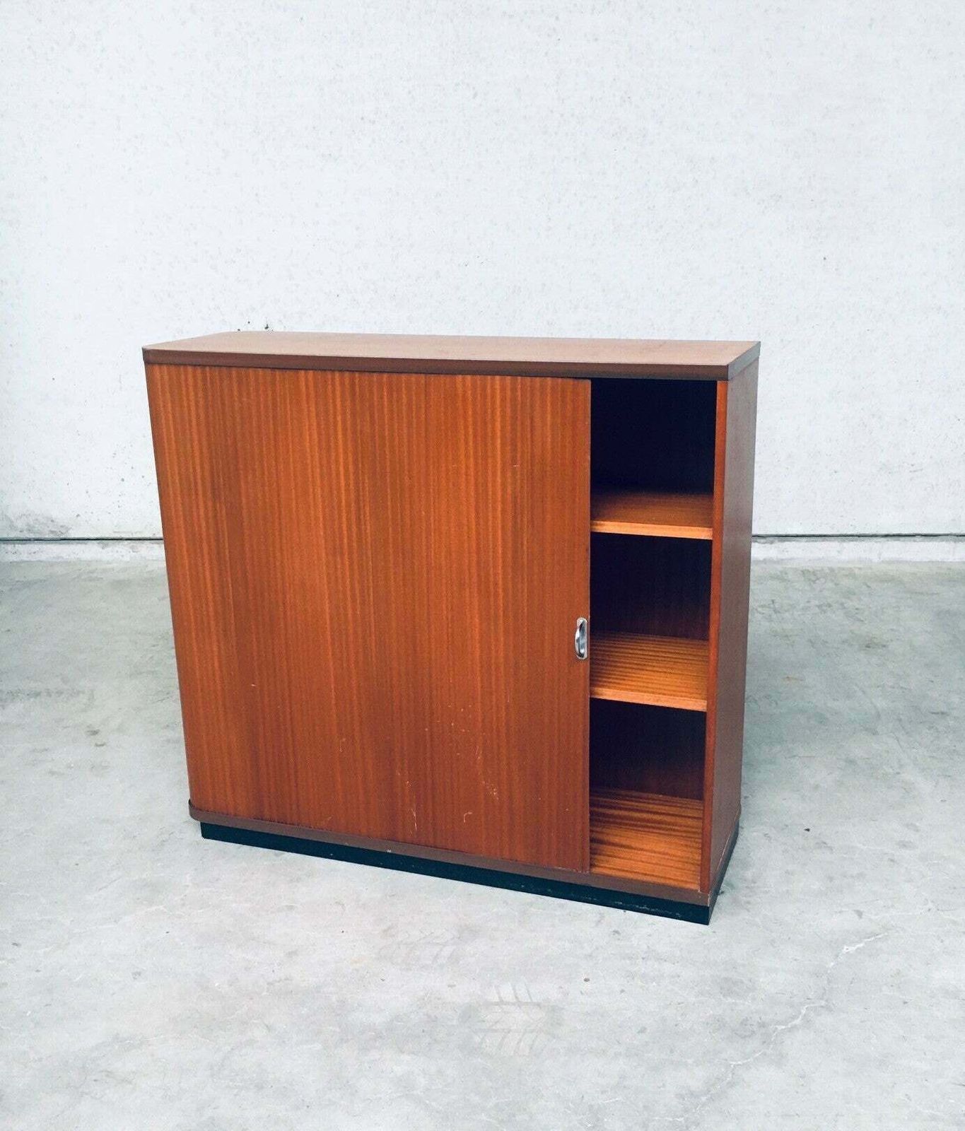 Midcentury Modern Design Sliding Door Filing Cabinet, 1960's Belgium photo furniture