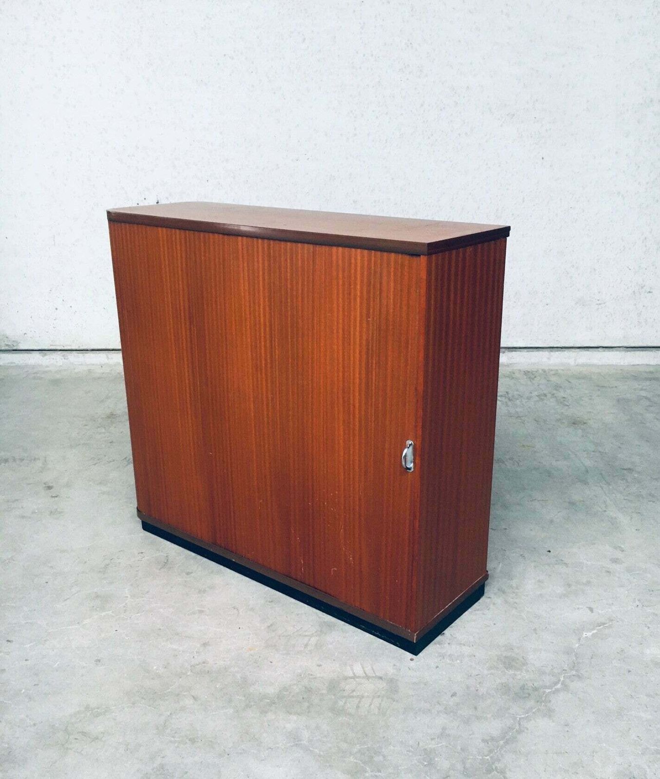 Midcentury Modern Design Sliding Door Filing Cabinet, 1960's Belgium photo vintage