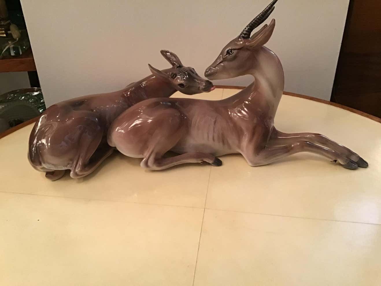 Ronzan Italian Ceramic “African Gazelles“, 1950 photo vinterior