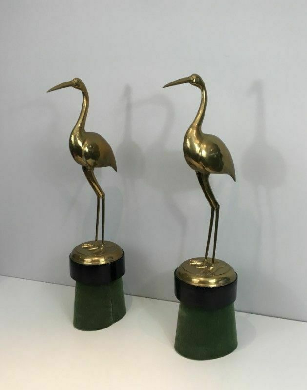 Pair Of Brass Birds On Pedestals photo furniture