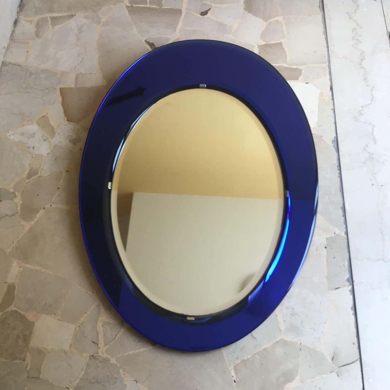 Home Decor Cristal Arte Mirror Blu Mirrored Glass Metal Crome Wood, 1970, Italy photo