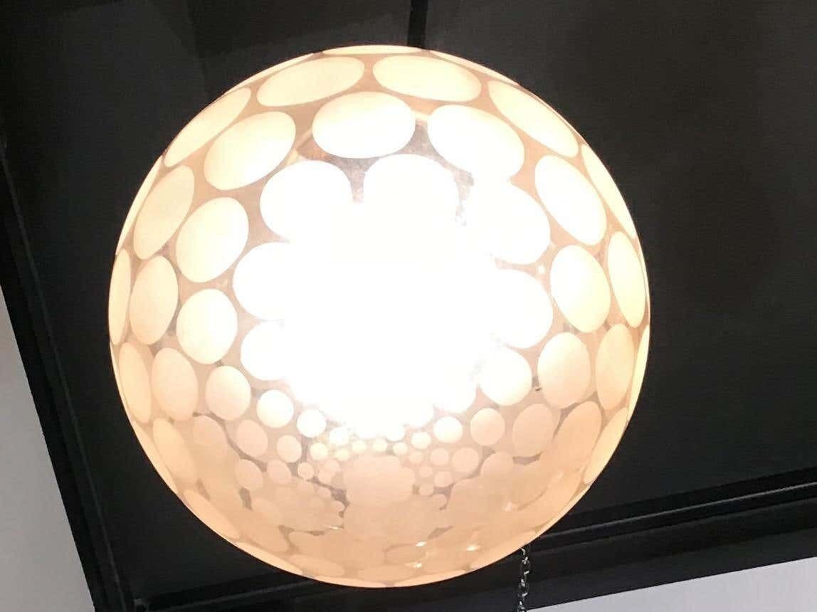 Cristal Art Chandelier Pink Glass With Polka Dots Brass, 1950 photo 3170.0