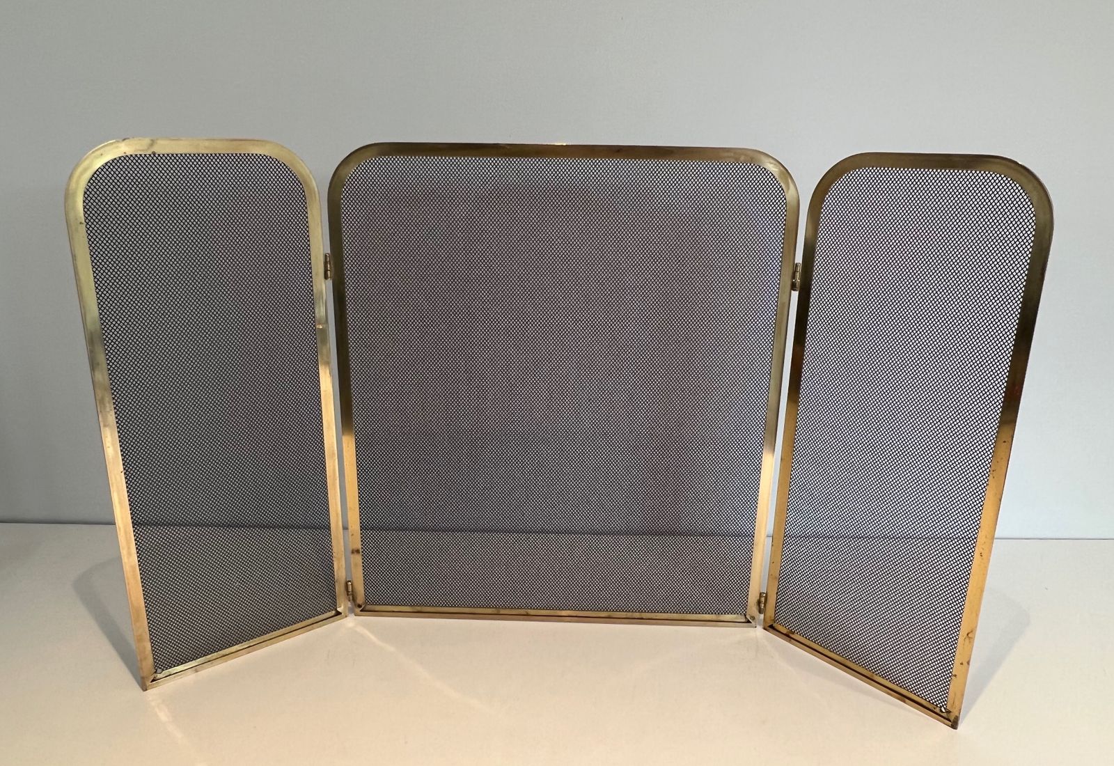 photo vinterior Brass Fire Screen And Wire Mesh