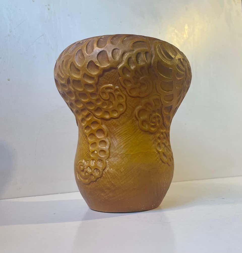 Antique Terracotta Gourd Vase Decorated With Squid Tentacles photo furniture