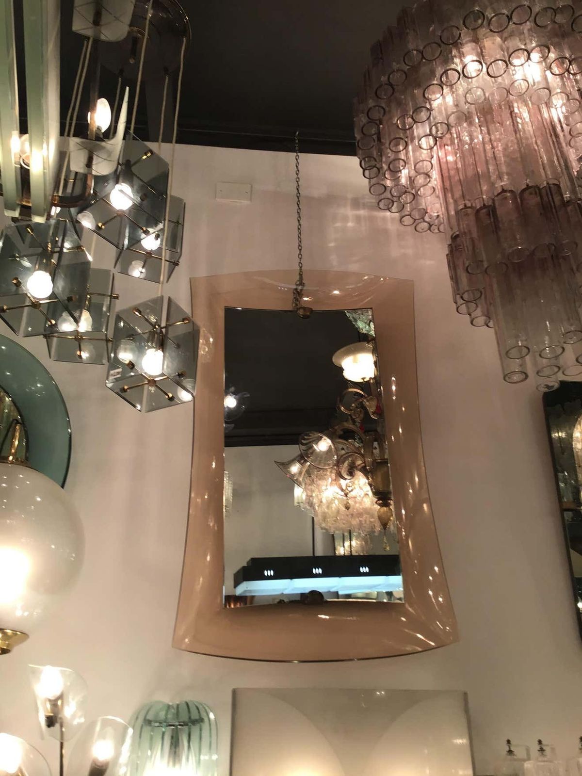 Home Decor Cristal Art Mirror Brass Glass, 1950, Italy photo