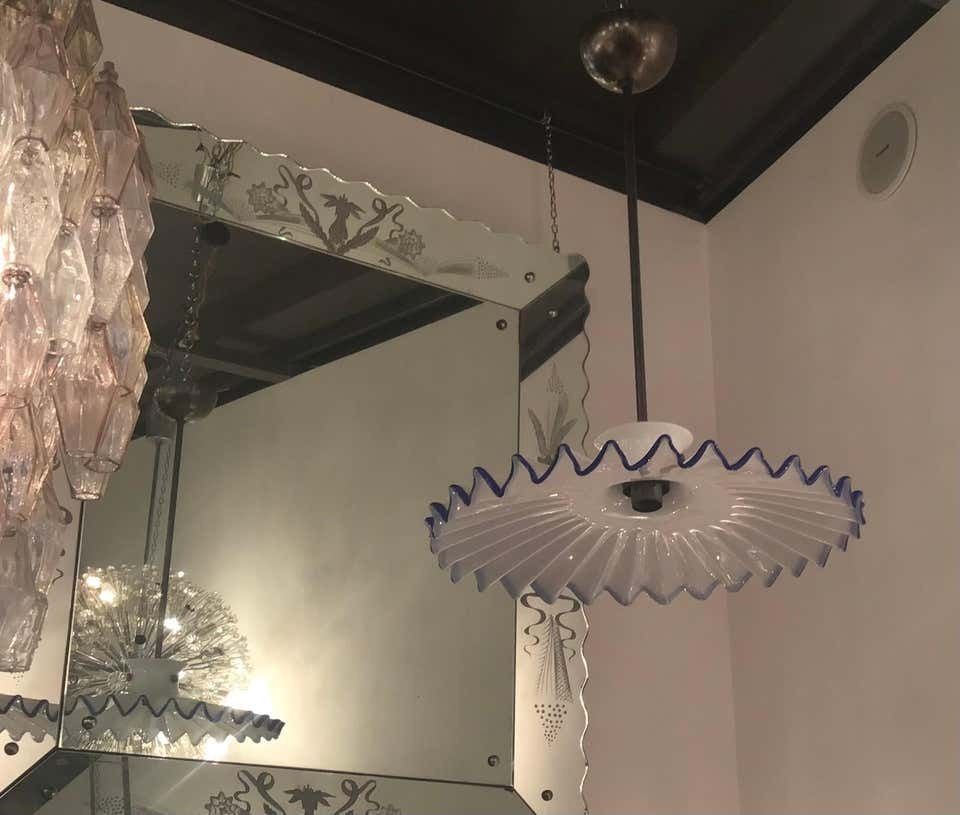 Lighting Venini “Toni Zuccheri “ Chandelier Murano Glass Metal Crome, 1960, Italy photo