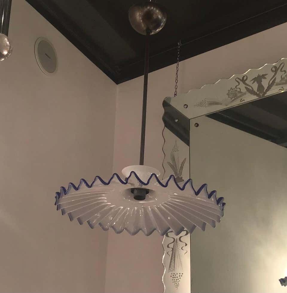 2717.0 Venini “Toni Zuccheri “ Chandelier Murano Glass Metal Crome, 1960, Italy photo
