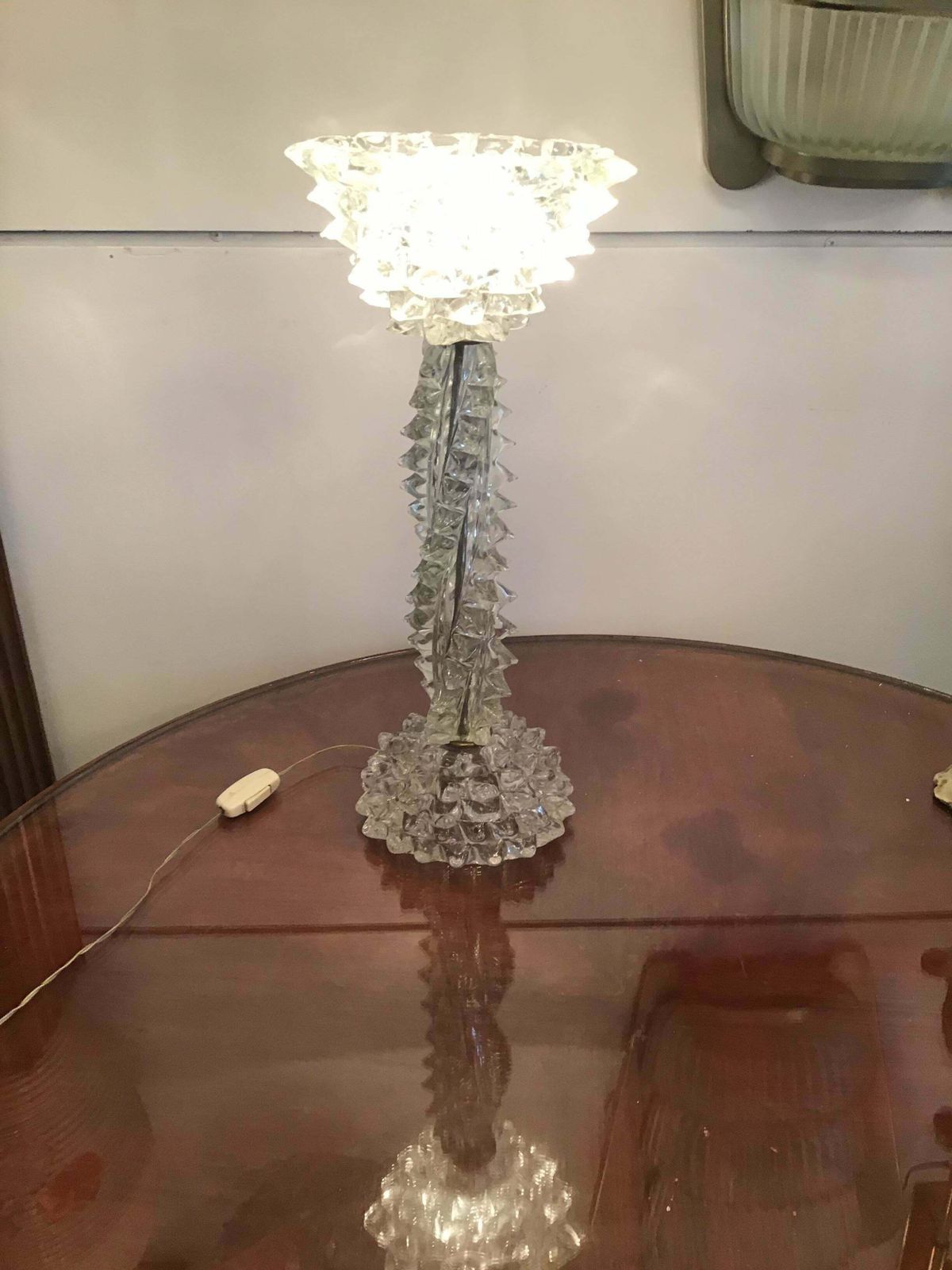 Barovier E Toso Table Lamp Murano Glass Rostrata, 1940, Italy photo vintage