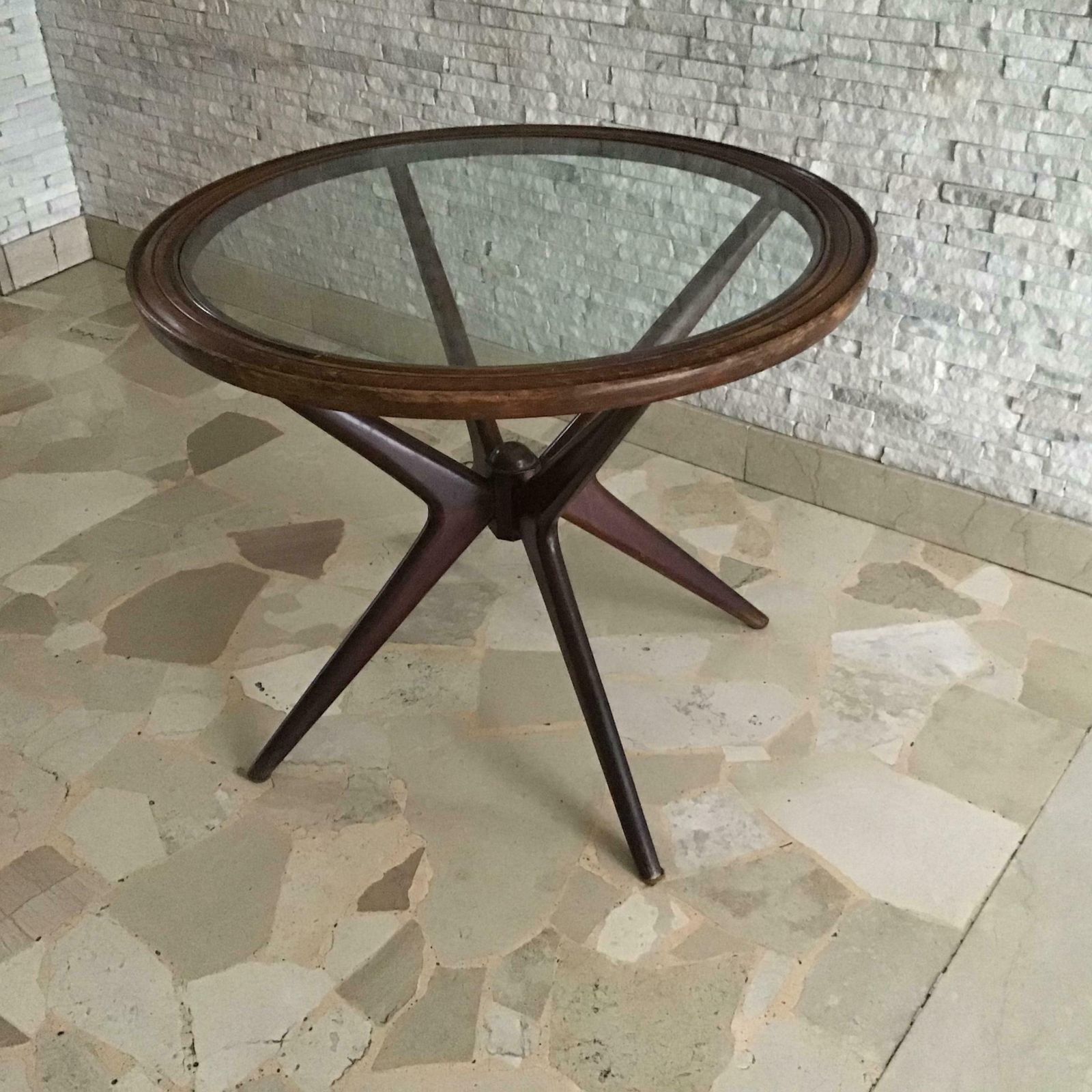 photo vintage Ico Parisi Coffee Table Wood Glass, 1950, Italy