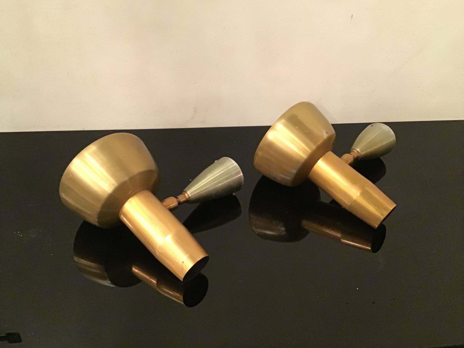 Oscar Torlasco “ Lumi” Sconces Adjustable Metal Crome Metal Brass 1950 Italy photo for sale