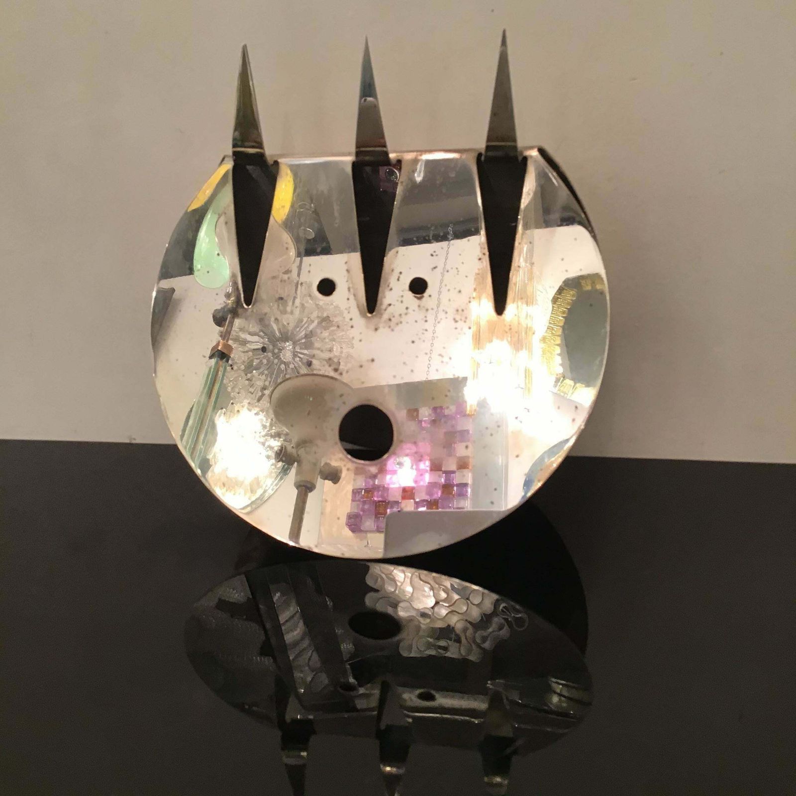 Gio Ponti “Sabattini “ La Luna Strega Silver Metal 1978 Italy photo Art