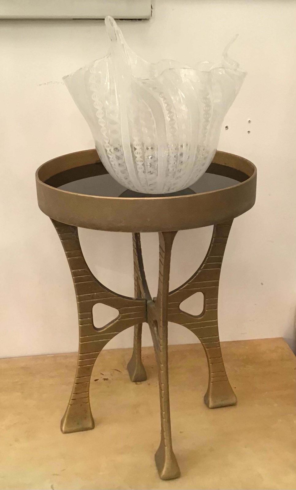 Gabriella Crespi “Stile”Brass Opaline Glass, 1960, Italy photo for sale