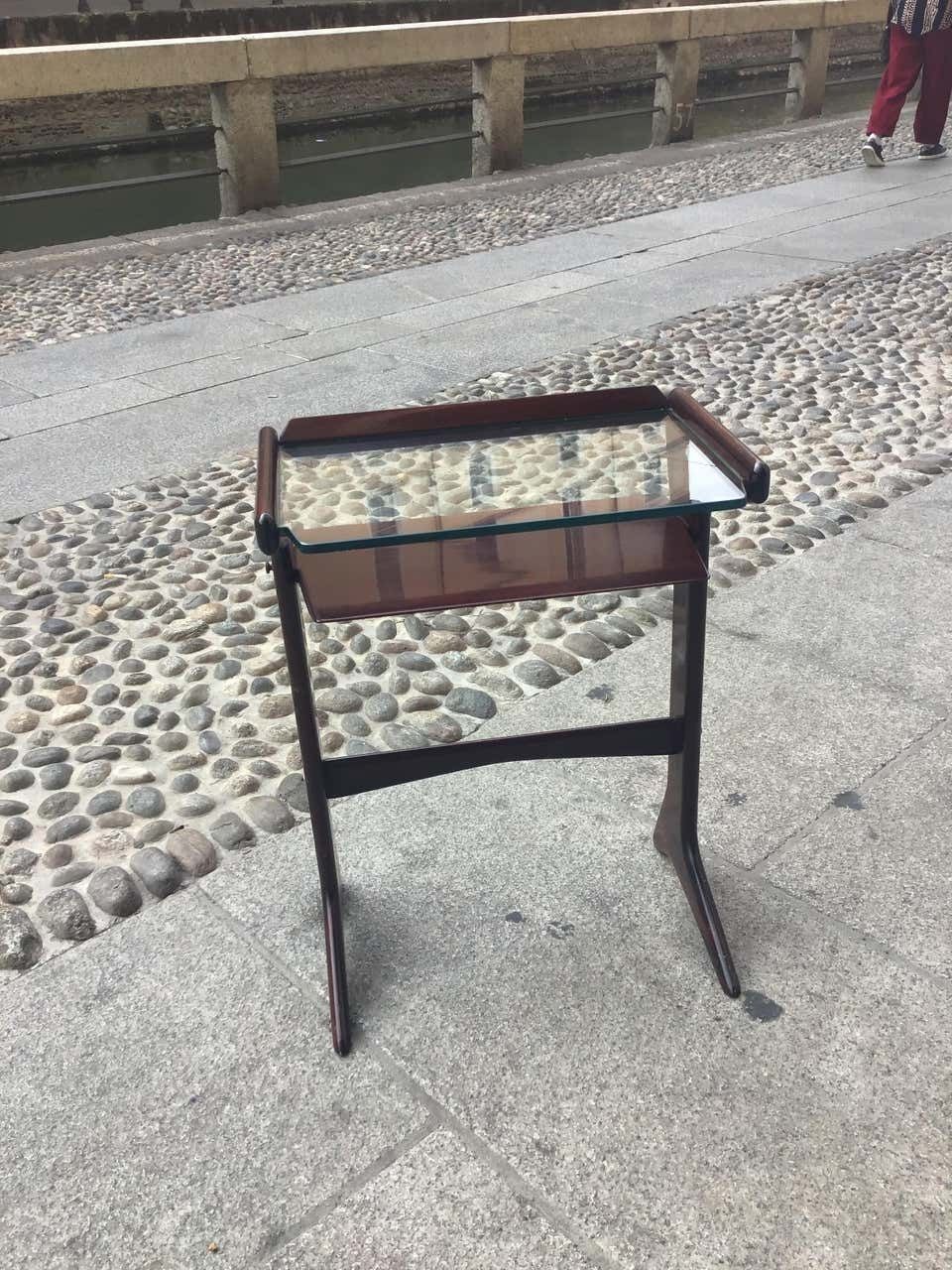 photo furniture Ico Parisi 1954 Telephone Stand, Wood And Glass And Brass, Italy