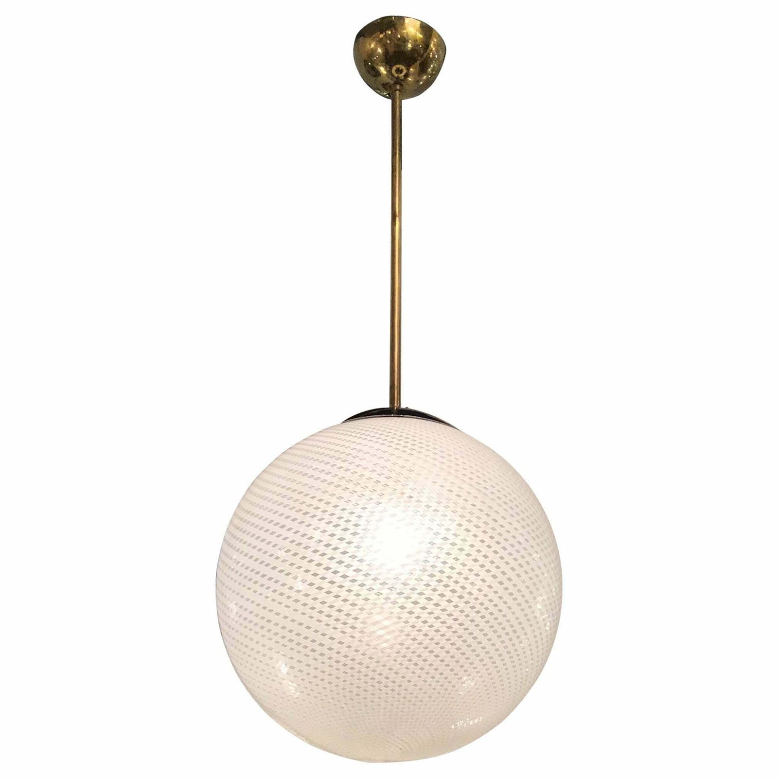 Venini “Filigrana “ Chandelier Murano Glass Brass Metal 1930 Italy