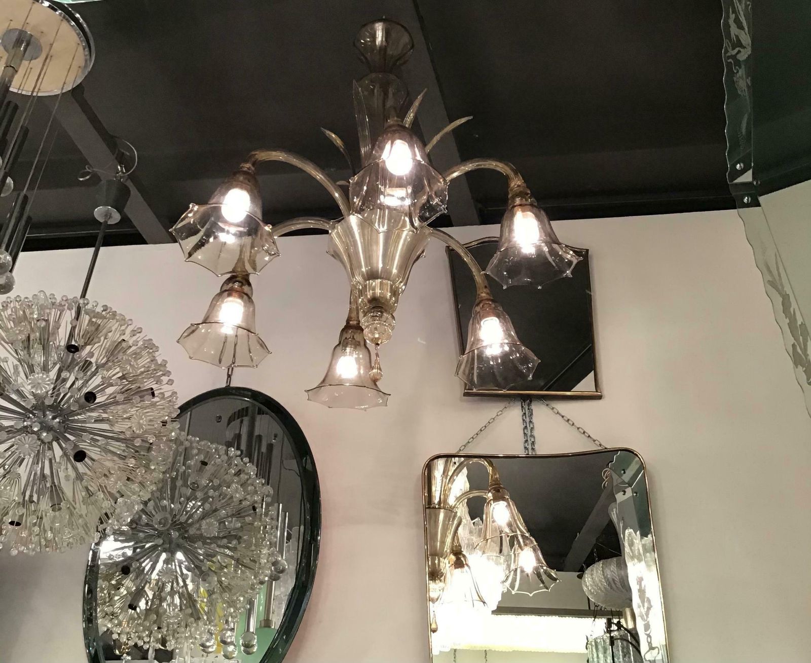Lighting Venini Chandelier Murano Glass Iron 1940 Italy photo