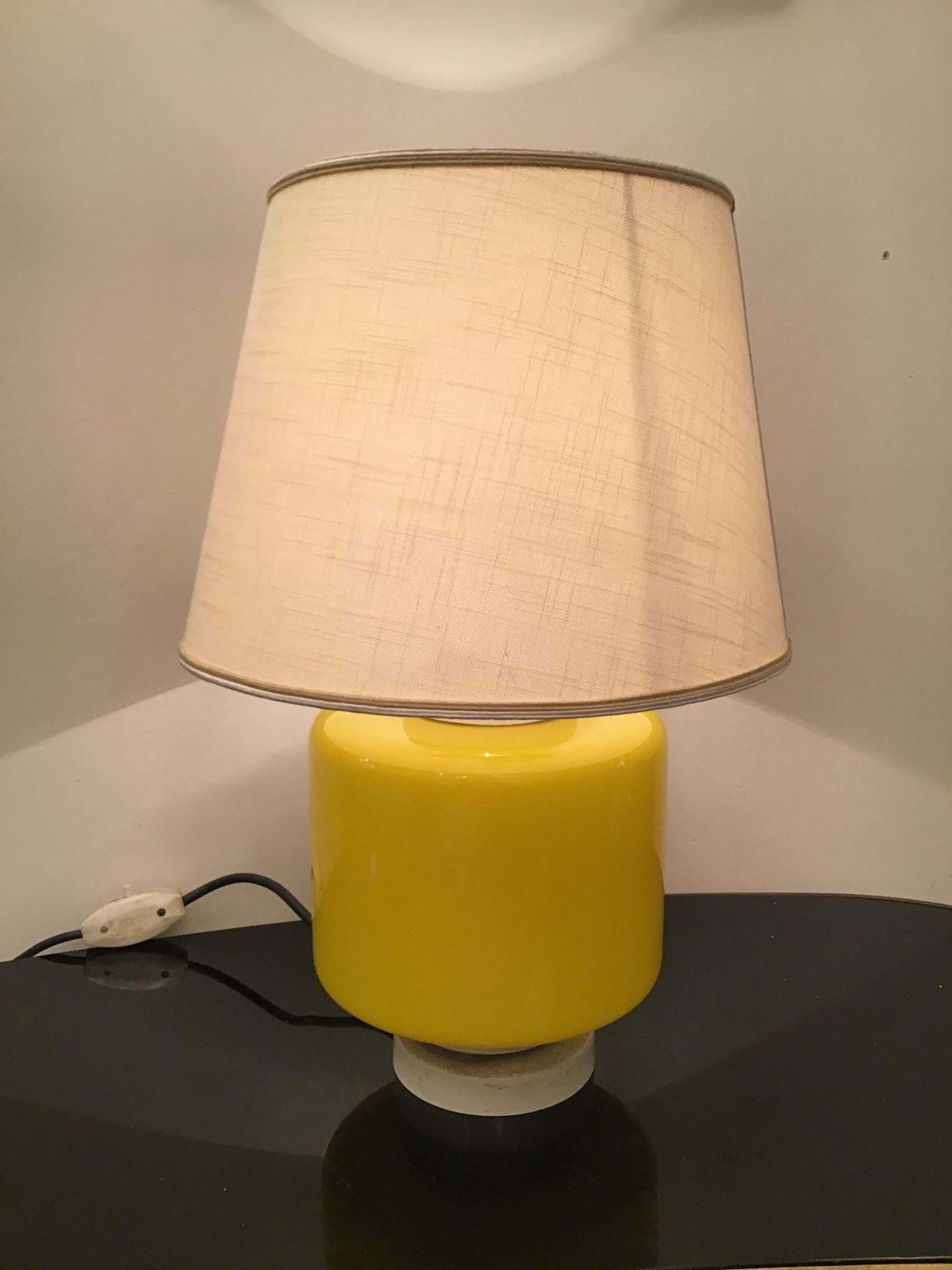 Vistosi Table Lamp Murano Glass Metal Fabric Lampshade 1960 Italy photo 1628.0