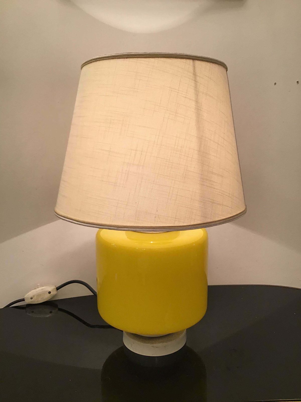 photo for sale Vistosi Table Lamp Murano Glass Metal Fabric Lampshade 1960 Italy