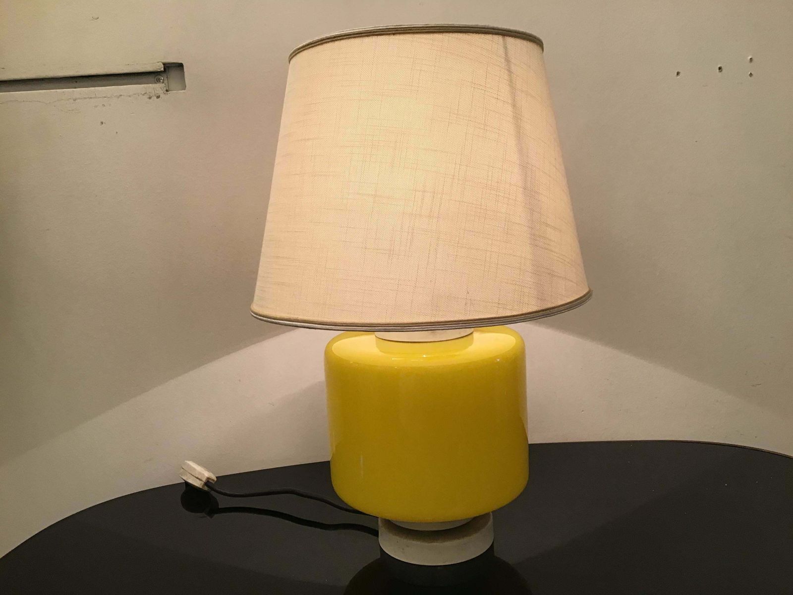 photo buy Vistosi Table Lamp Murano Glass Metal Fabric Lampshade 1960 Italy