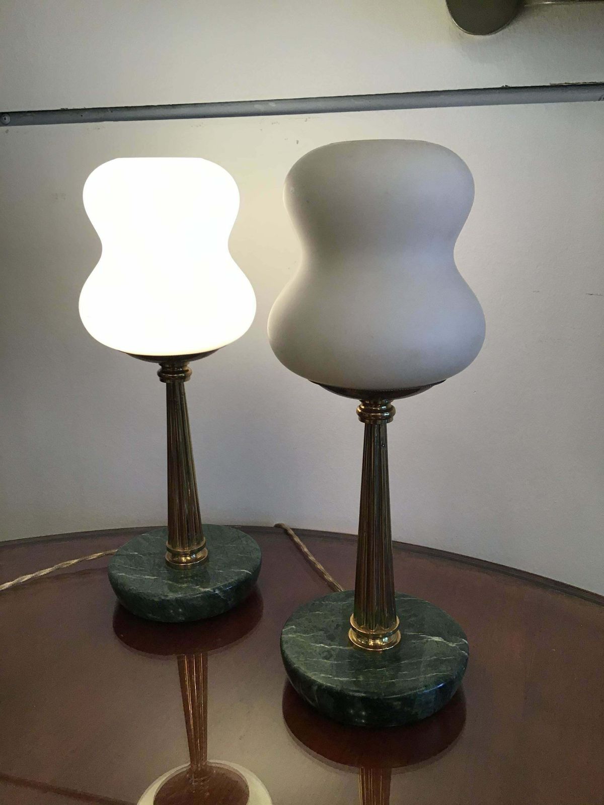 photo buy Stilnovo Styletable Lamps Opaline Brass Marbre 1950 Italy