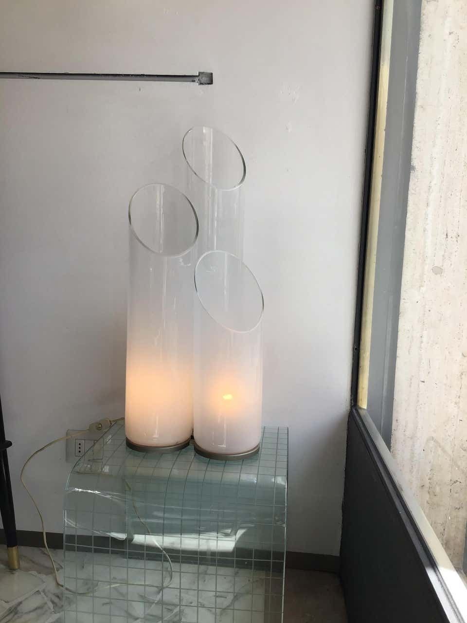 Carlo Nason “Mazzega”Table Lamp Metal Crome Murano Glass, 1970, Italy photo for sale