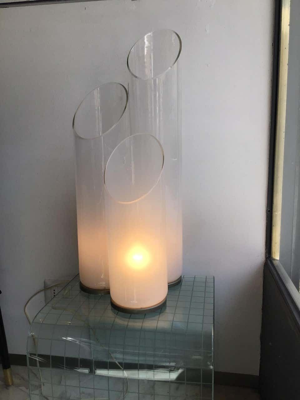 photo vinterior Carlo Nason “Mazzega”Table Lamp Metal Crome Murano Glass, 1970, Italy