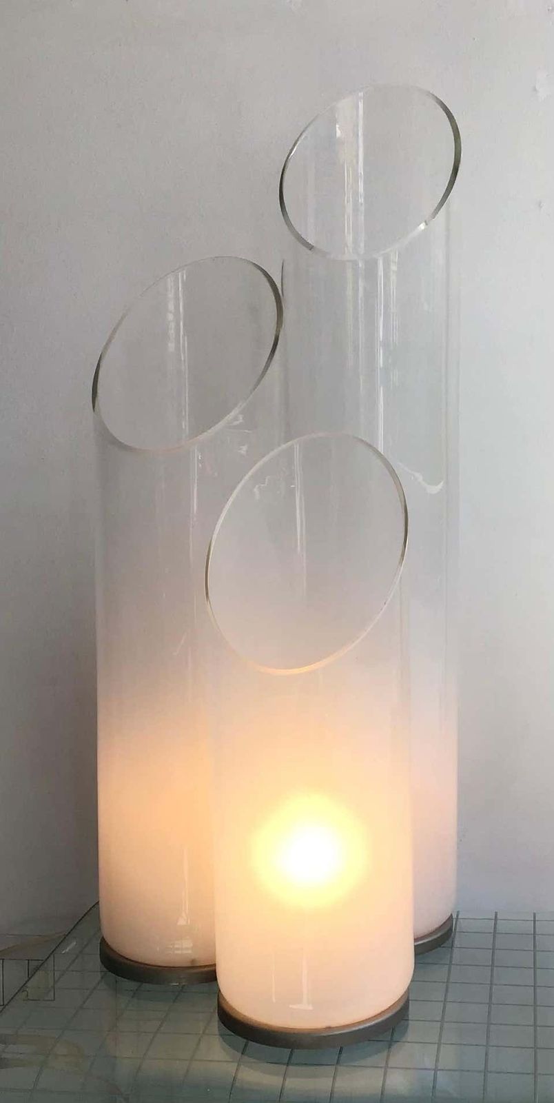 photo vintage Carlo Nason “Mazzega”Table Lamp Metal Crome Murano Glass, 1970, Italy