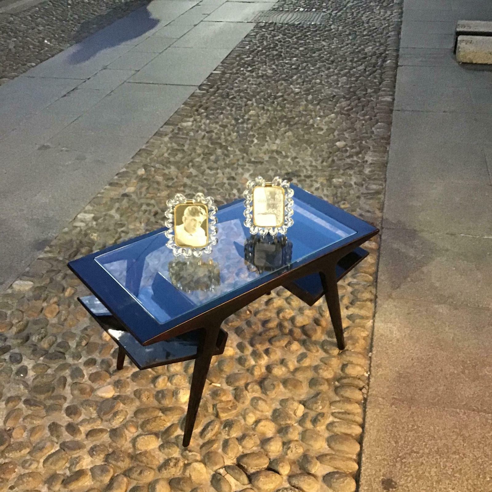 Gio Ponti Coffee Table Wood Glass 1950 Italy photo vintage