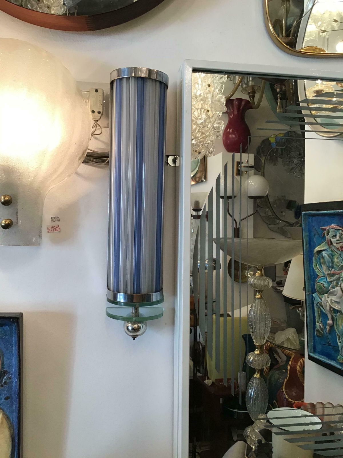 Venini Sconce 1940 Murano Glass Metal Crome Italy photo furniture