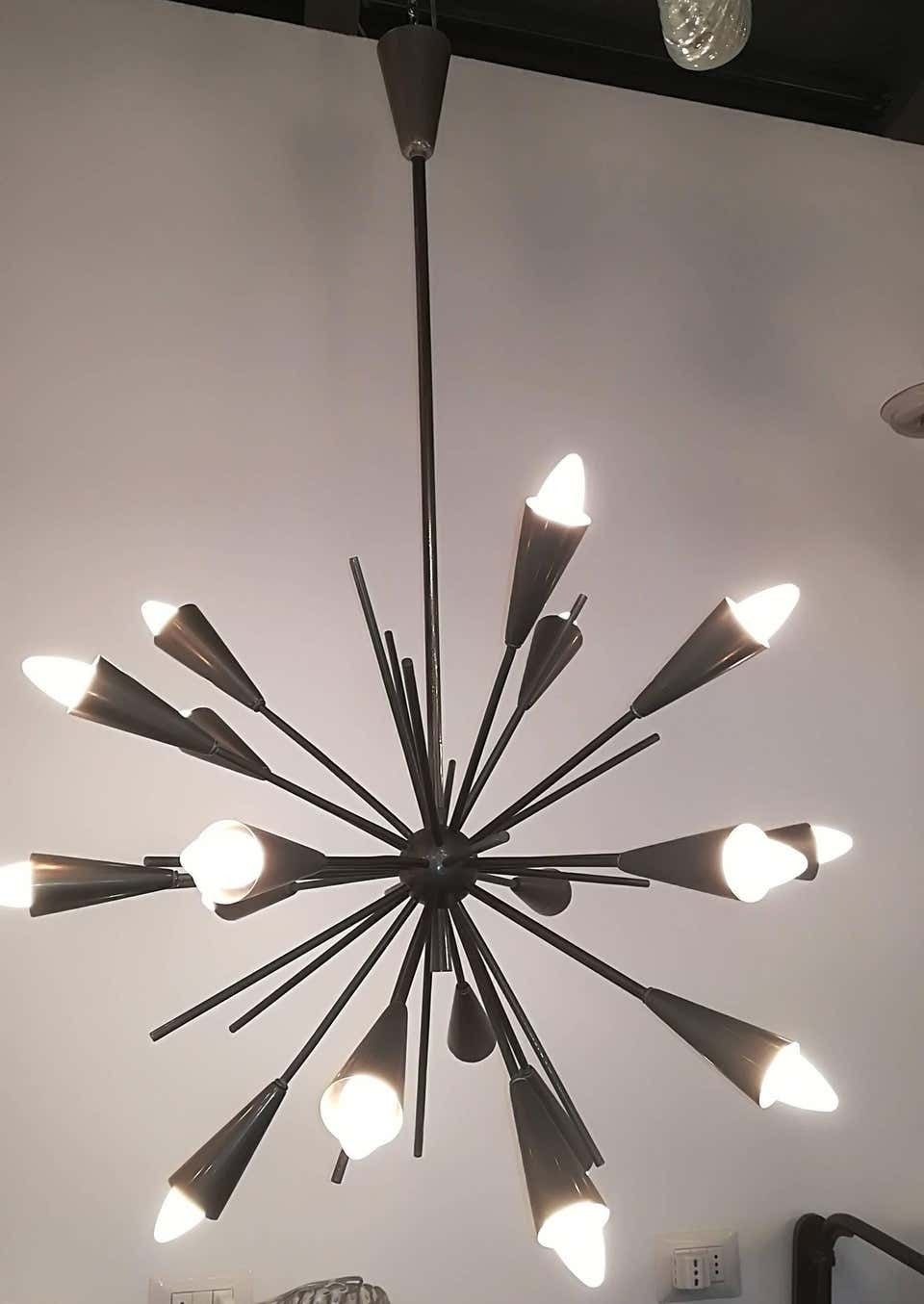Stilnovo 18 Lights Sputnik Mid Century Modern Brass Italian Chandelier, 1950 photo furniture