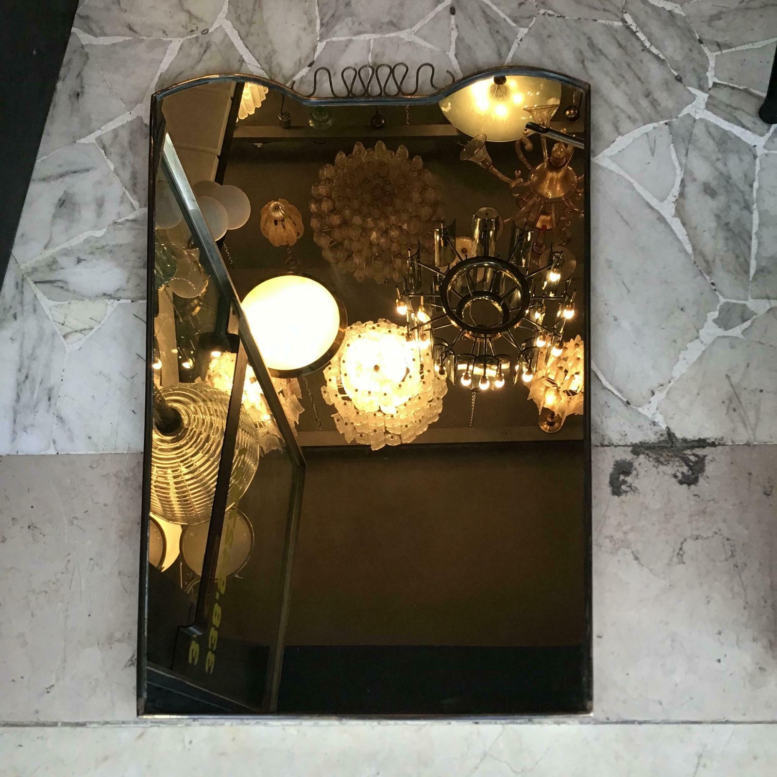 Gio Ponti Fontana Arte Mirror Brass Wood Glass 1950 Italy photo vinterior