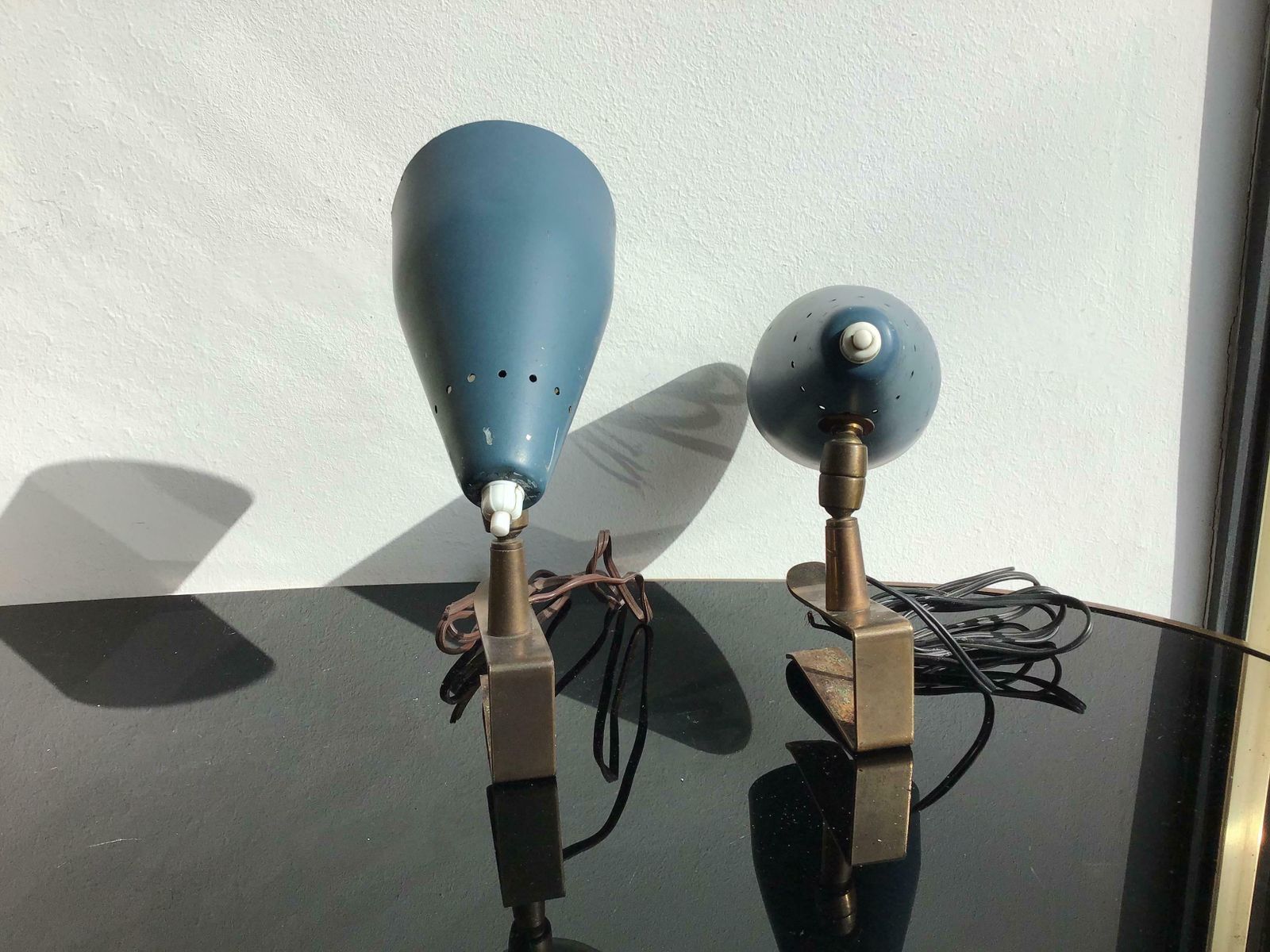 Stilux Pair Of Clamp Sconces Brass Metal Lacquered, 1950, Italy photo 1356.0
