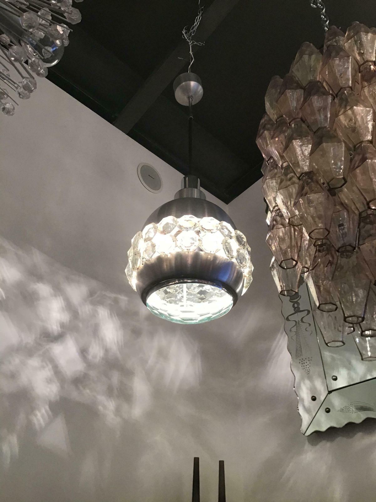 Cristal Art Chandelier Glass Metal 1955 Italy photo vinterior