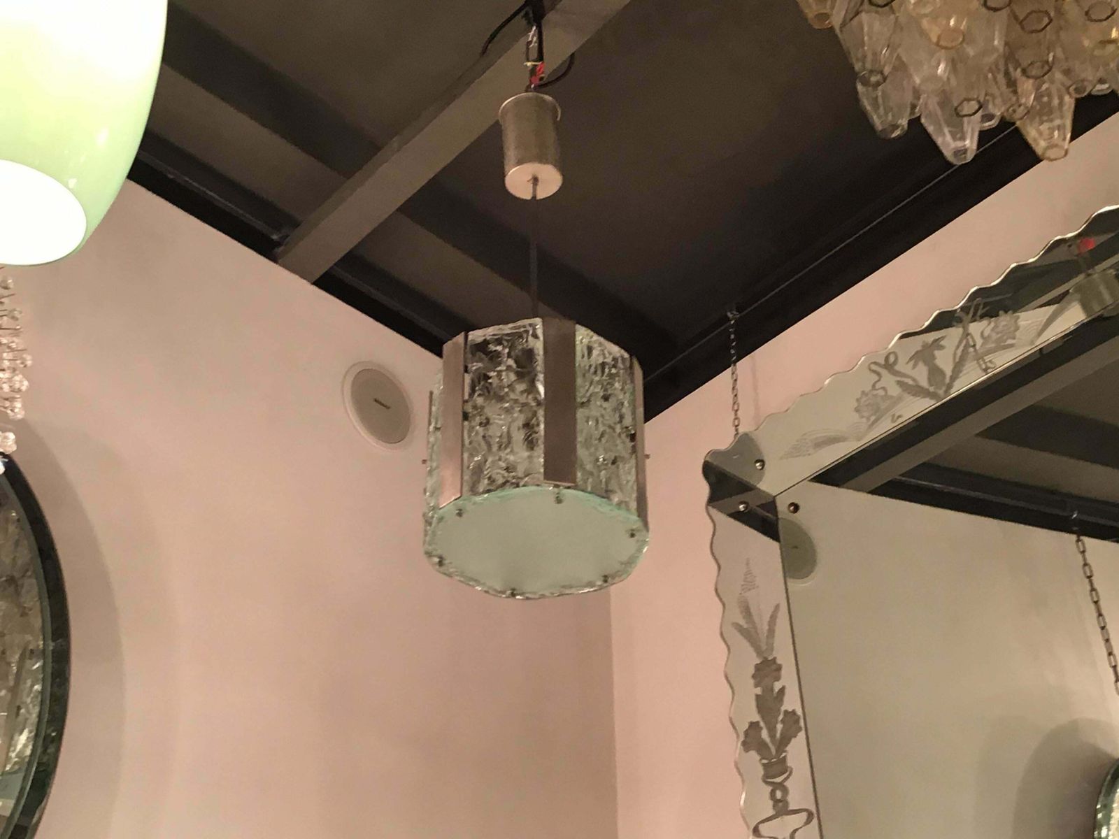 Max Ingrand Fontana Arte N 4 Chandeliers Metal Crome Glass 1950 Italy photo 5425.0