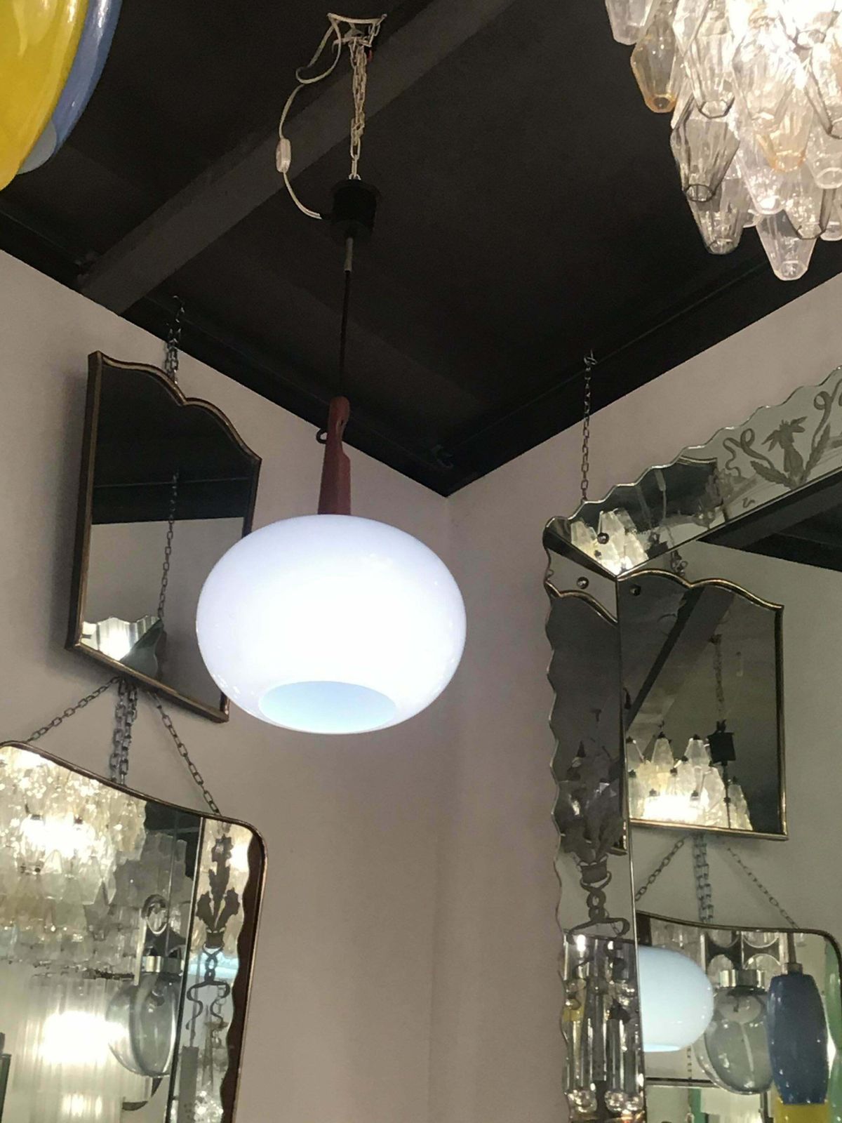 Vistosi Chandelier Murano Wood 1960 Italy photo vinterior