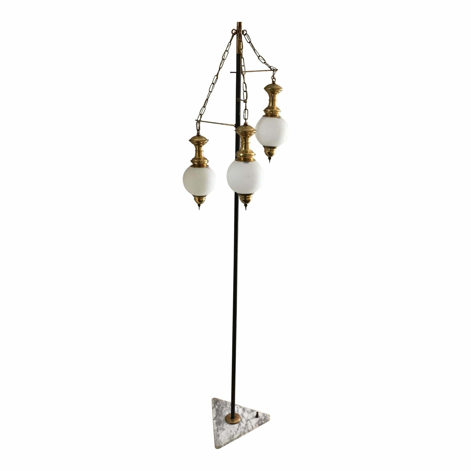 Luigi Caccia Dominioni Floor Lamp 1950 Marble Iron Brass Opaline Glass, Italy