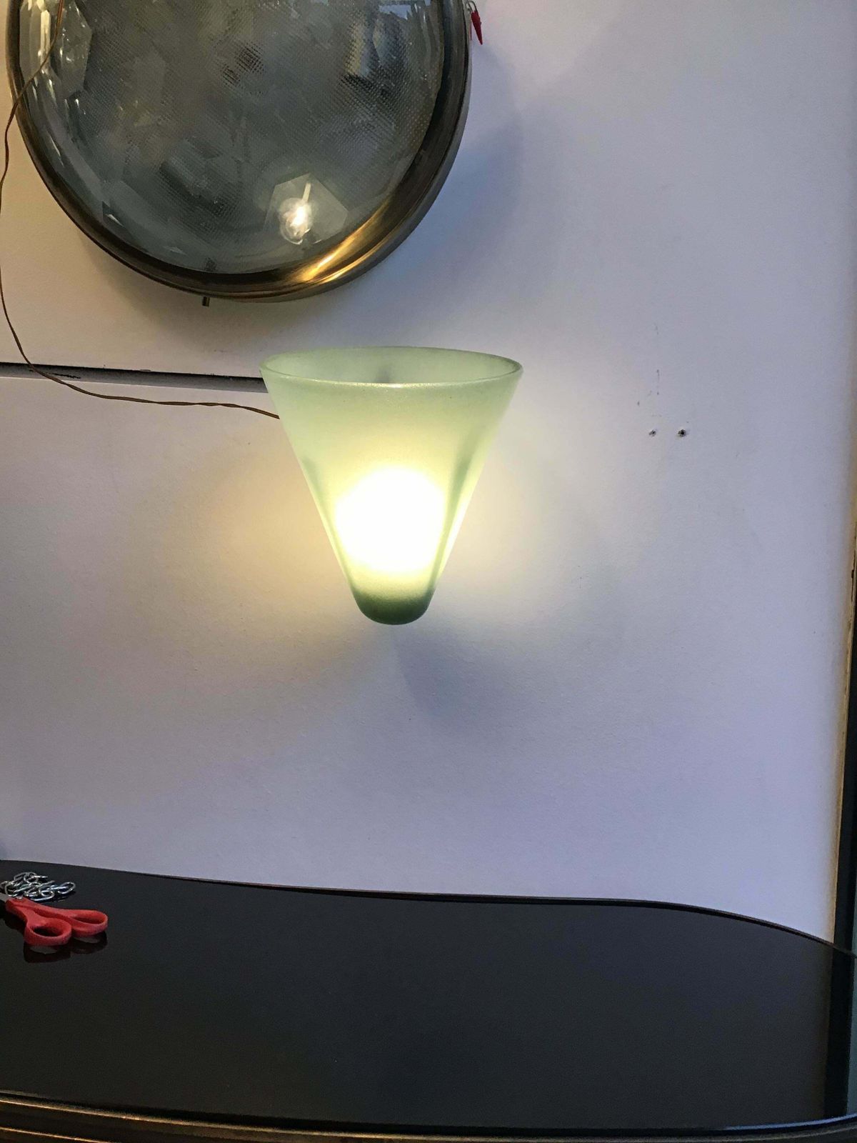 photo vinterior Venini Carlo Scarpa Sconce Murano Glass Copper Plated Brass, 1930, Italy