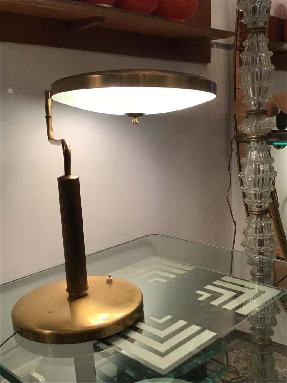 Fontana Arte Table Lamp Brass Glass, 1950, Italy photo for sale