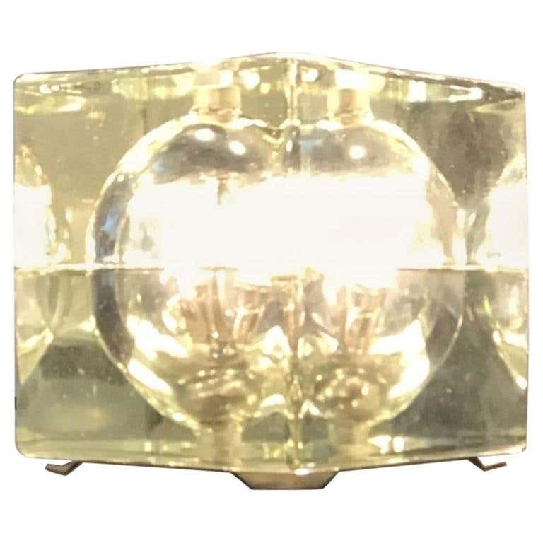 Alessandro Mendini “Cubosfera” Table Lamp Or Appliqués, Glass Brass, 1968