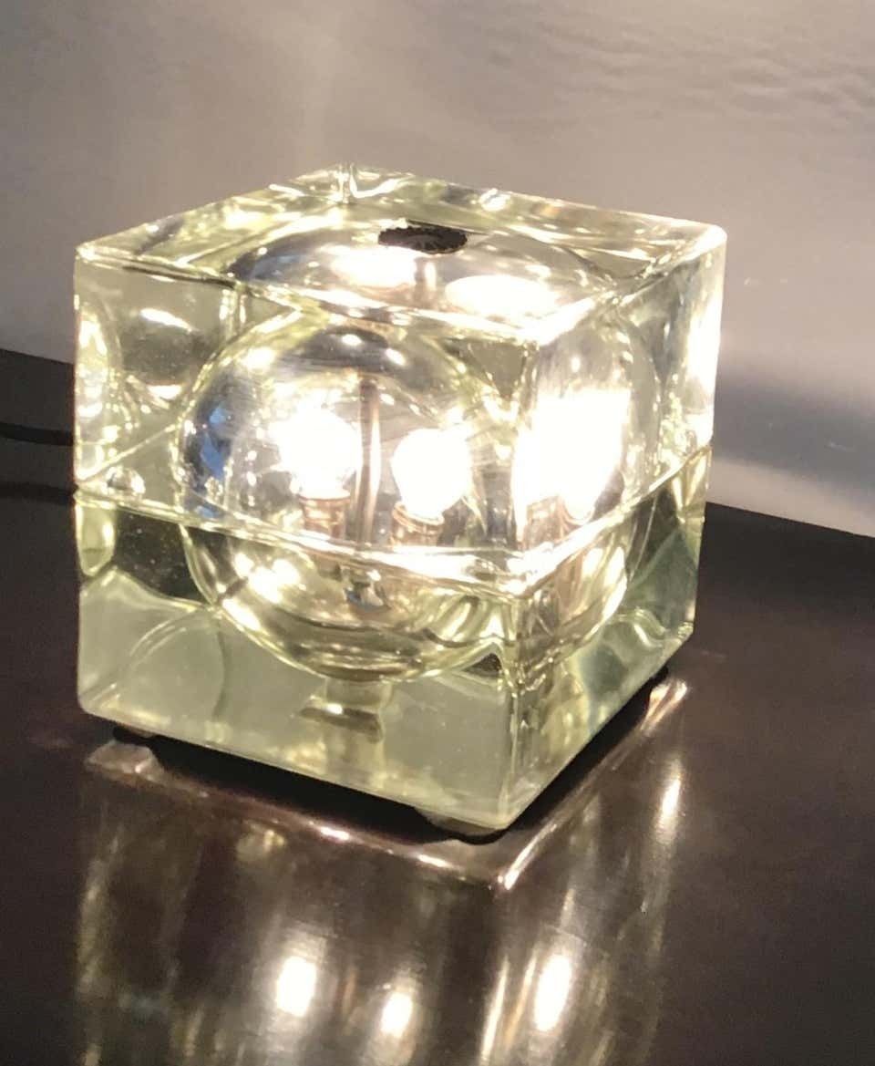 Alessandro Mendini “Cubosfera” Table Lamp Or Appliqués, Glass Brass, 1968 photo buy