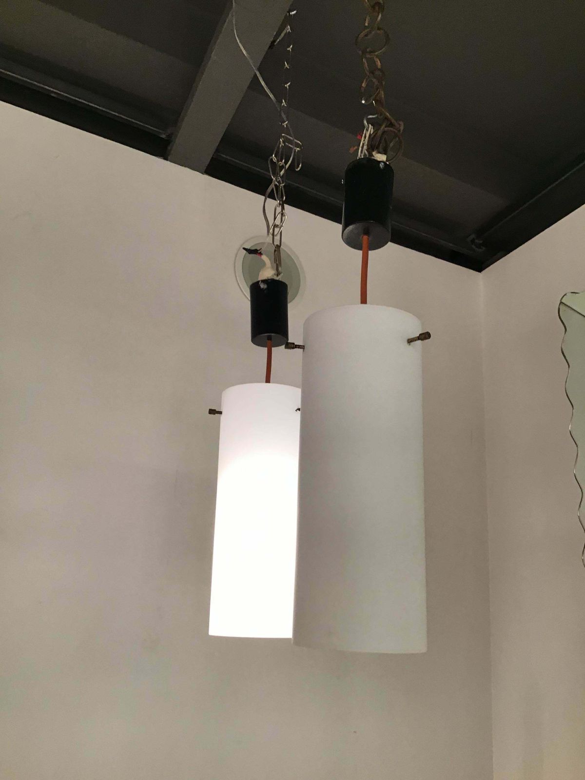 Stilnovo Chandeliers White Glass Brass Plastic 1960 Italy photo 1718.0