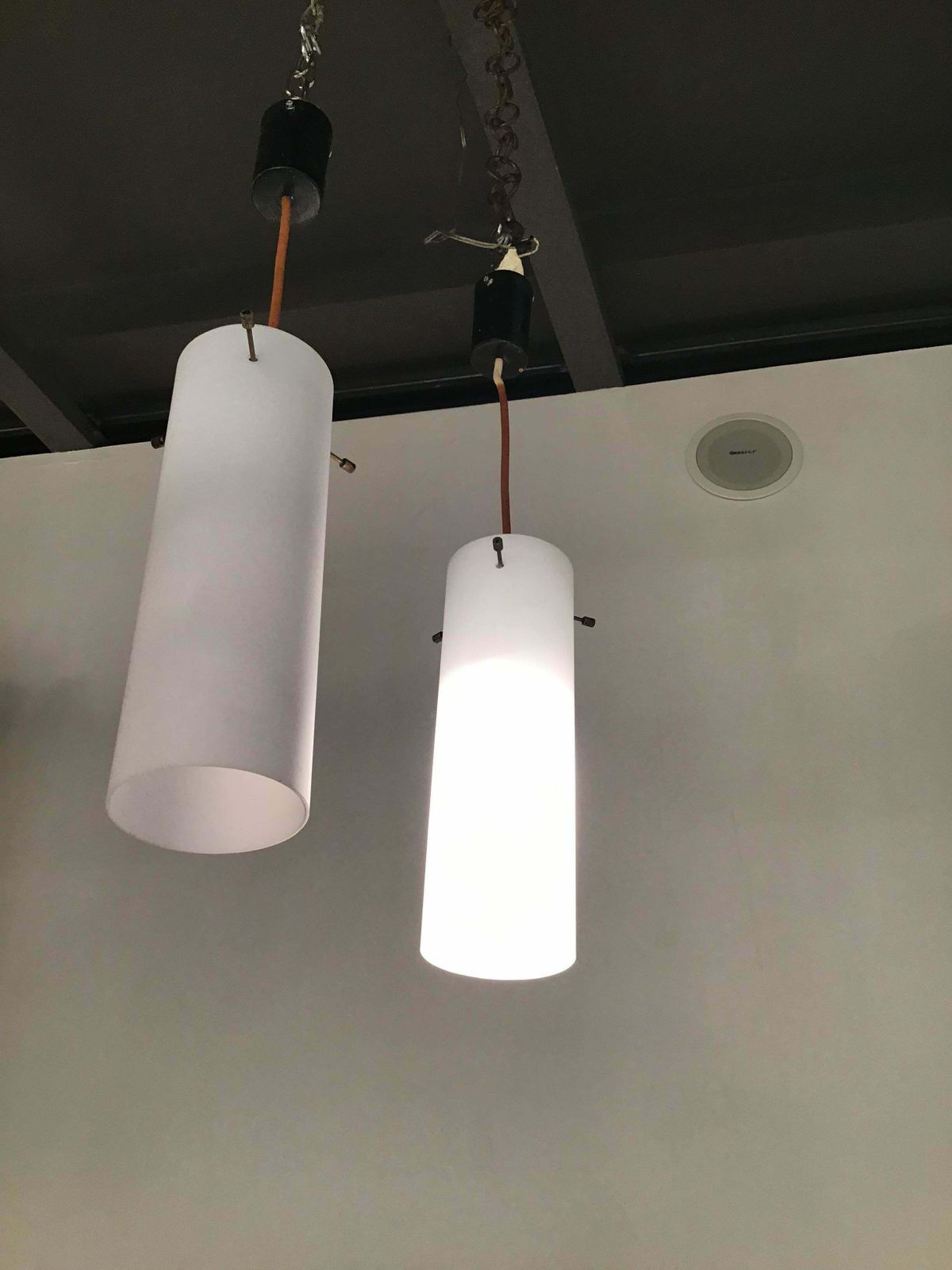 Stilnovo Chandeliers White Glass Brass Plastic 1960 Italy photo buy