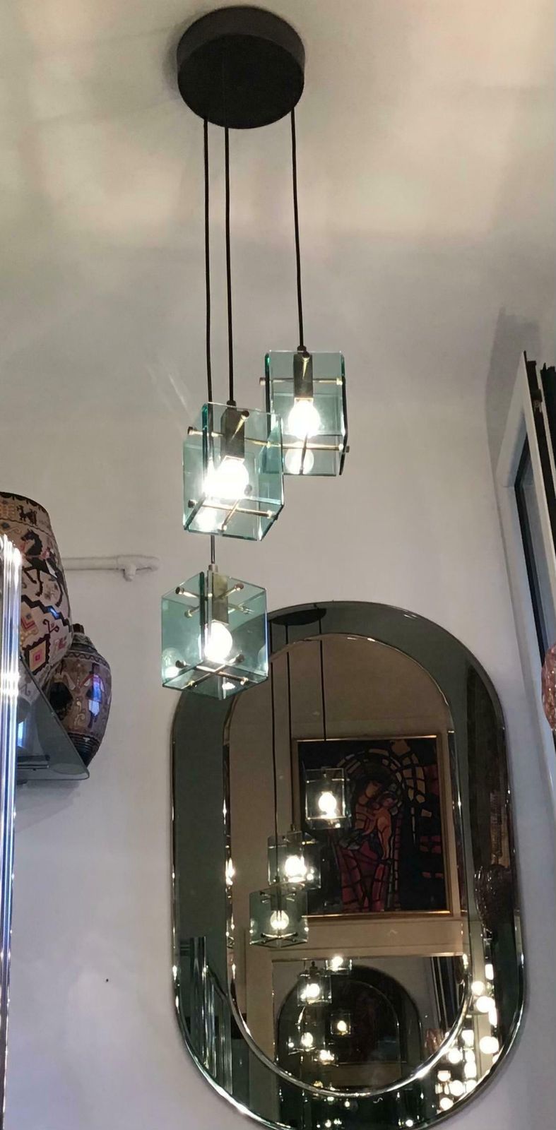 Cristal Arte Chandelier Glass Brass Metal, 1950, Italy photo buy